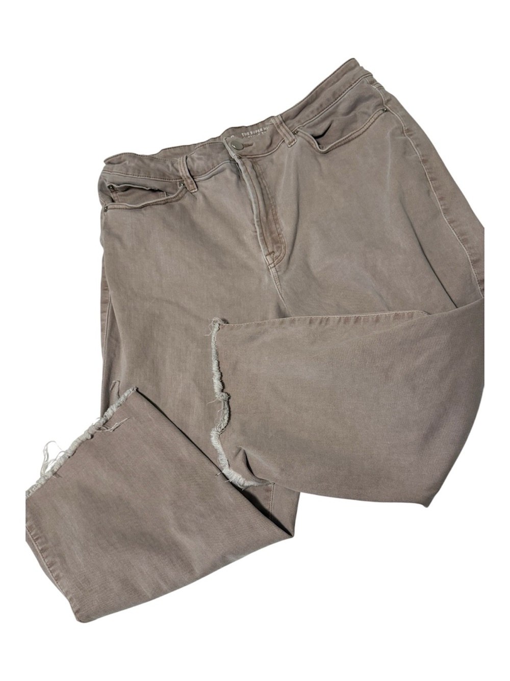 Ricki’s R Jeans Super High Rise Cropped Raw Hem Jeans 33 Petite Blush Taupe